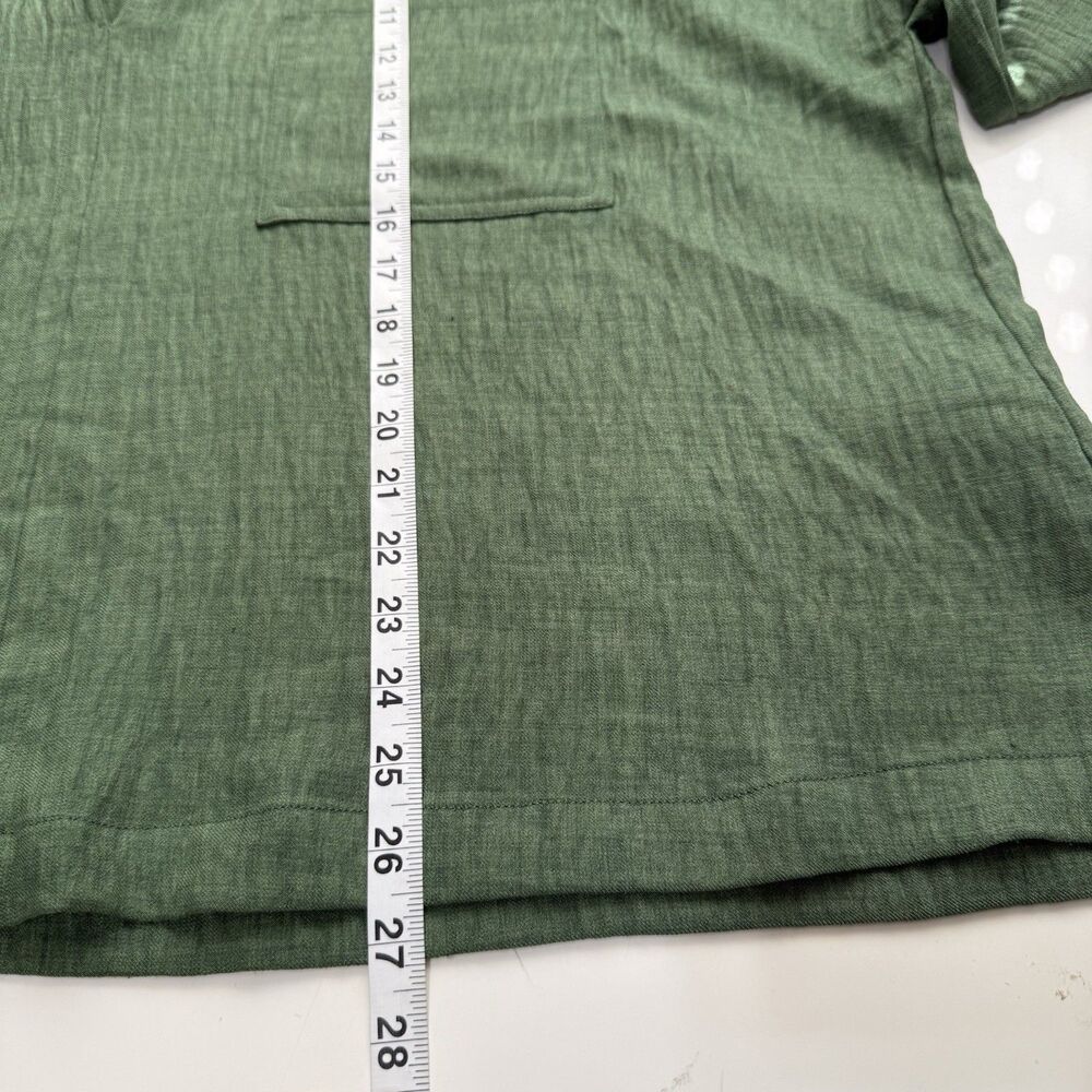 Max Studio London 3X Green Blouse Collared Roll Tab Sleeve Oversized Top - Picture 10 of 10